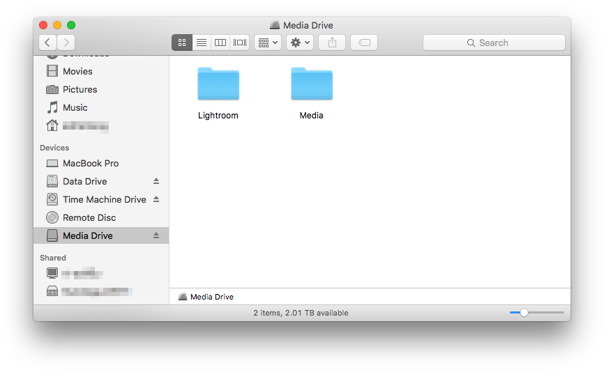 Copy the catalog and the media files to the drive.