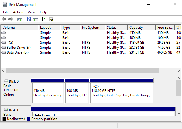 Disk Management window appears.